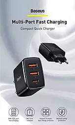 Сетевое зарядное устройство с быстрой зарядкой Baseus Compact 30w PD/QC 2xUSB-A/USB-C ports home charge black (CCXJ-E01) - миниатюра 9
