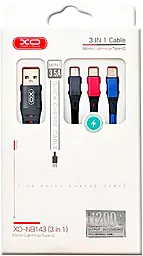 Кабель USB XO NB143 3-in-1 USB to Type-C/Lightning/micro USB сable black/red/blue - миниатюра 2