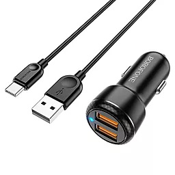 Автомобильное зарядное устройство Borofone BZ17 2USB QC3.0 + USB Type-C Cable Black - миниатюра 2