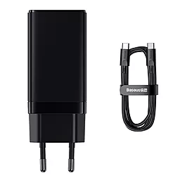 Мережевий зарядний пристрій Baseus GaN3 Pro 65W 1xUSB/2xUSB-C Ports + USB C-C 100W Cable Black (CCGP050101)
