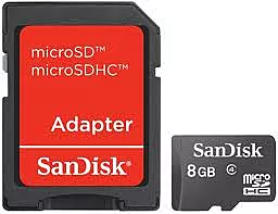 Карта памяти SanDisk microSDHC 8GB Class 4 + SD-адаптер (SDSDQM-008G-B35A)
