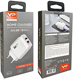 Сетевое зарядное устройство Veron VR-C12 20W QC/PD USB-A-C White - миниатюра 3