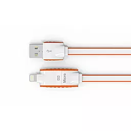 USB Кабель LDNio 2-in-1 USB Lightning/micro USB Cable Orange (LC83) - мініатюра 2