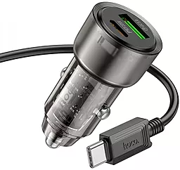 Автомобильное зарядное устройство Hoco Z52 Spacious 38w PD/QC3.0 USB-C/USB-A ports + USB-C cable car charger black - миниатюра 2