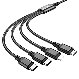 Кабель USB Hoco X76 Super 4-in-1 USB to Type-C/Type-C/Lightning/micro USB Cable black - миниатюра 3