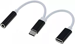 Аудіо-перехідник Puluz M-F USB Type-C -> micro USB -> 3.5mm Black/White SAS9963B