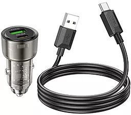 Автомобильное зарядное устройство Hoco Z52 Spacious 38w PD/QC3.0 USB-C/USB-A ports + USB-C cable car charger black - миниатюра 3