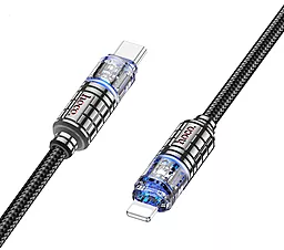 Кабель USB PD Hoco U122 Lantern Transparent Discovery Edition charging 27w 3a 1.2m USB Type-C - Lightning cable black - миниатюра 4