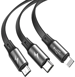 Кабель USB Baseus Flexible 18w 3.5a 0.35-1.2M 3-in-1 USB to Type-C/Lightning/micro USB сable dark gray (CAMLT-BYG1) - миниатюра 3
