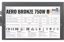 Блок питания Aerocool Aero Bronze 750W (ACPB-AR75AEC.11) - миниатюра 5