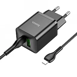 Сетевое зарядное устройство Hoco CS14A 20w PD USB-C/USB-A ports home charger + USB-C to lightning cable black - миниатюра 2