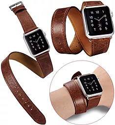 Сменный ремешок для умных часов Apple Watch iCarer Classic Genuine Leather Quadri Watch band 42mm Brown - миниатюра 2