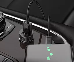 Автомобильное зарядное устройство Hoco Z49 Level 12W 2.4A 2xUSB-A + USB-C Cable Black - миниатюра 5