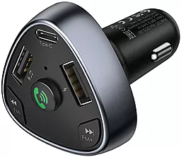 Автомобильное зарядное устройство с FM-модулятором и быстрой зарядкой Hoco E51 Road Treasure 2USB + USB Type-C 3.1A 18W Black - миниатюра 2