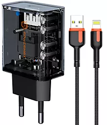 Сетевое зарядное устройство с быстрой зарядкой Powermax Transparent Alpha 18W + Lightning cable Black