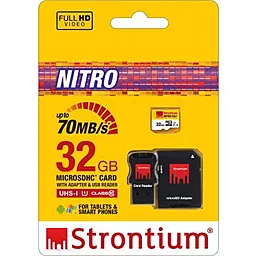 Карта пам'яті Strontium microSDHC 32GB Nitro 466X Class 10 USH-I U1 + SD-адаптер (SRN32GTFU1C) - мініатюра 3