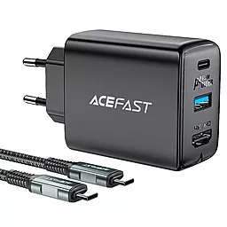 Мережевий зарядний пристрій AceFast A17 Multi-Function GaN 65w PD UBS-C/USB-A/HDM ports HUB Charger black