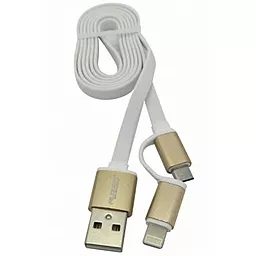 USB Кабель Auzer 2в1 lightning + micro USB Cable White (AC-D1) - мініатюра 2