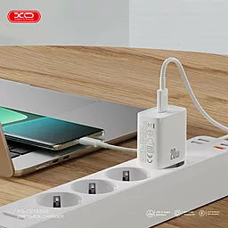 Сетевое зарядное устройство XO CE15 20w PD USB-C fast charger + USB-C to USB-C cable white - миниатюра 5