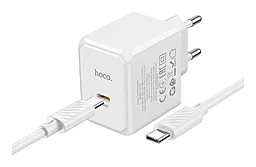 Сетевое зарядное устройство Hoco CS13A 20w PD USB-C + USB-C to USB-C cable home charger white - миниатюра 2
