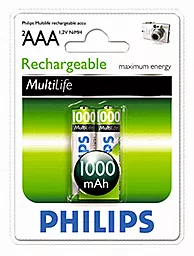 Аккумулятор Philips AAA (R03) MultiLife 1000mAh NiMh 1шт (R03B2A100/97) - мініатюра 2