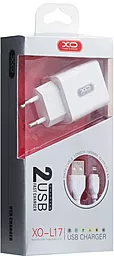 Сетевое зарядное устройство XO L17 10.5W 2.1A 2xUSB-A + Lightning Cable White - миниатюра 4