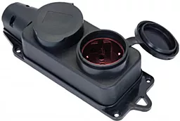 Колодка для сетевого фильтра (удлинителя) PiPo PP SP-3132 2 розетки 16A IP44 каучук Black - миниатюра 2