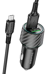 Автомобильное зарядное устройство Borofone BZ21A Brilliant 36W QC 2xUSB-A Ports + micro USB Cable Black - миниатюра 3