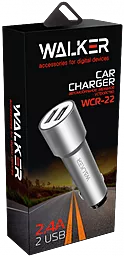 Автомобильное зарядное устройство Walker WCR-22 2.4a 2xUSB-A ports car charger silver - миниатюра 2