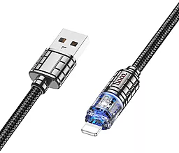 Кабель USB Hoco U122 Lantern Transparent Discovery Edition charging 12w 2.4a 1.2m Lightning cable  black - миниатюра 4