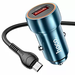 Автомобильное зарядное устройство Hoco Z46 18W QC3.0 USB Port + micro USB Cable Sapphire Blue - миниатюра 3