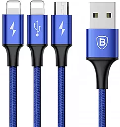 USB Кабель Baseus Rapid Series 3A 1.2M 3-in-1 USB to micro/Lightning/Type-C cable Black (CAMLL-SU13)