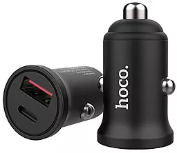Автомобильное зарядное устройство с быстрой зарядкой Hoco Z20A PD+QC3.0 (1USB+1Type-C 18W, 2.4A) Black