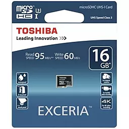 Карта пам'яті Toshiba microSDHC 16GB Exceria UHS-I U3 + SD-адаптер (SD-CX16UHS1(6A) - мініатюра 2