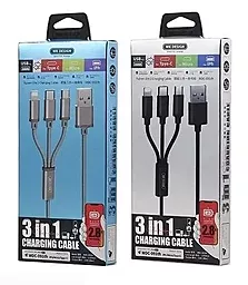 Кабель USB WK WDC-091th 14w 2,8a 3-in-1 USB to micro/Lightning/Type-C cable black - миниатюра 3