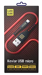 Кабель USB Luxe Cube kevlar 20w 2.4A 1.2m USB - micro USB cable red - миниатюра 4