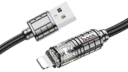 Кабель USB Hoco U122 Lantern Transparent Discovery Edition charging 12w 2.4a 1.2m Lightning cable  black - миниатюра 3