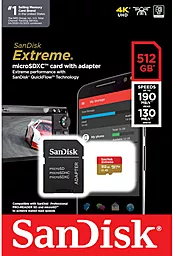 Карта памяти SanDisk 512 GB microSDXC UHS-I U3 V30 A2 Extreme + SD-Adapter (SDSQXAV-512G-GN6MA) - миниатюра 3