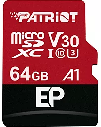 Карта памяти Patriot microSDXC 64GB EP Series Class 10 UHS-I U3 V30 A1 + SD-адаптер (PEF64GEP31MCX) - миниатюра 2