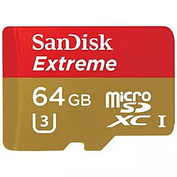 Карта пам'яті SanDisk microSDXC 64GB Extreme Class 10 UHS-I U3 + SD-адаптер (SDSQXNE-064G-GN6AA) - мініатюра 2