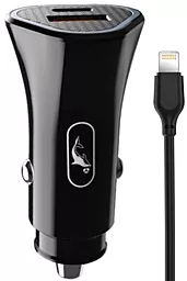 Автомобильное зарядное устройство SkyDolphin SZ16L 18w PD/QC3.0 USB-C/USB-A ports car charger + Lightning cable black (AZP-000088)