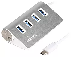 USB Type-C хаб Maxxter USB-C -> 4хUSB 3.0 Silver (HU3С-4P-01)