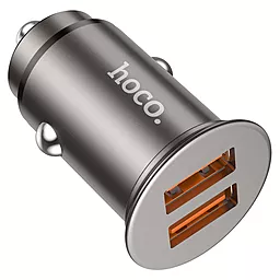 Автомобільний зарядний пристрій Hoco NZ1 Developer 36W 2xUSB QC3.0 Metal Gray