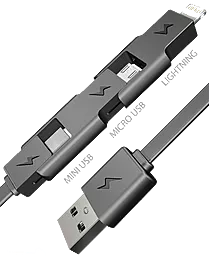 Кабель USB E-Power mini USB/micro USB/Lightning cable Black (EP121DC) - миниатюра 2