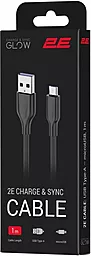 Кабель USB 2E Glow 12w 2.4a micro USB Cable black (2E-CCAM-BL) - миниатюра 4