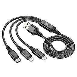 Кабель USB Hoco X76 Super 3-in-1 USB Type-C/Lightning/micro USB Cable Black - миниатюра 3
