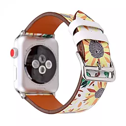 Змінний ремінець для розумного годинника Leather Series Flower Pattern — Apple Watch 38 mm | 40 mm | 41 mm Fresh Leaves