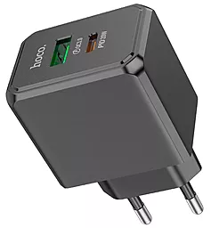 Сетевое зарядное устройство Hoco CS14A 20w PD USB-C/USB-A ports home charger + USB-C to lightning cable black - миниатюра 3