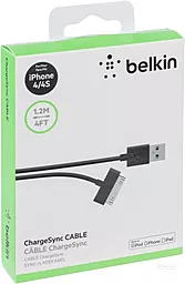 USB Кабель Belkin 30-pin ChargeSync Cable 1.2м Black (F8J043bt04-BLK) - мініатюра 2