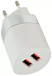 Сетевое зарядное устройство iKaku 2xUSB-A 2.4A AC100-240V White (KSC-181-JUNENG) - миниатюра 3